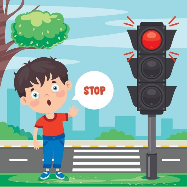Ảnh vector minh họa dạy trẻ về tín hiệu đèn giao thông