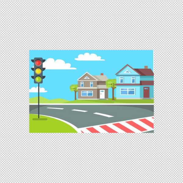 Ảnh đường phố có sự xuất hiện của đèn giao thông vector