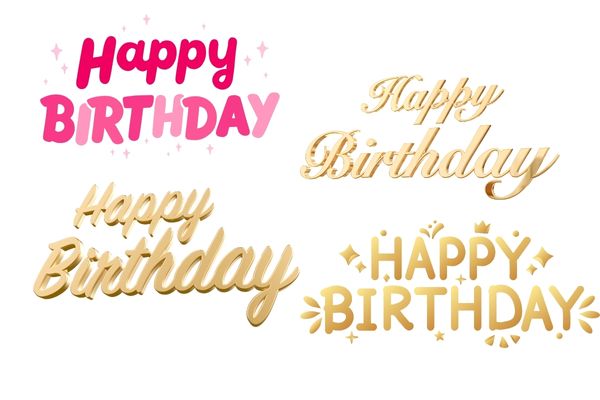 Các mẫu chữ happy birthday vector 