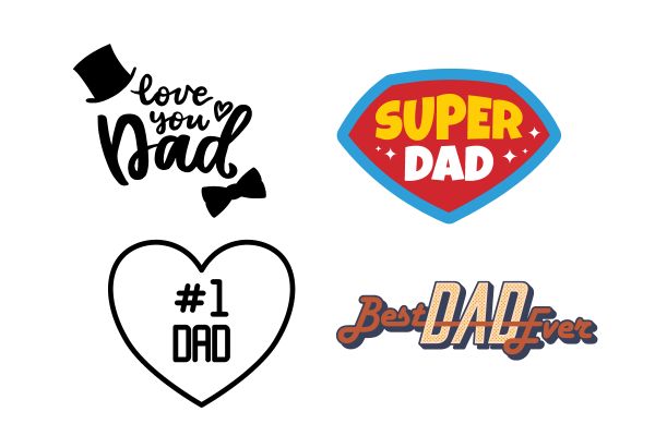 Happy father's day vector text trang trí