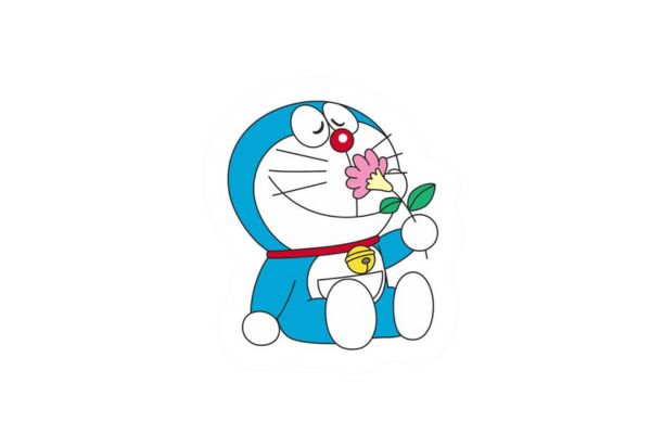 Doraemon vector cầm hoa