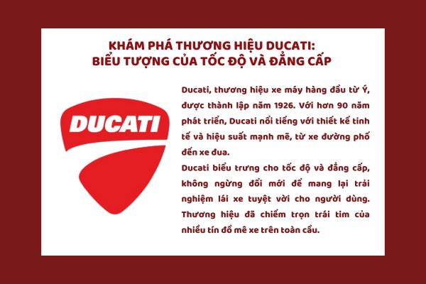 Khám phá thương hiệu Ducati: Biểu tượng của tốc độ và đẳng cấp 