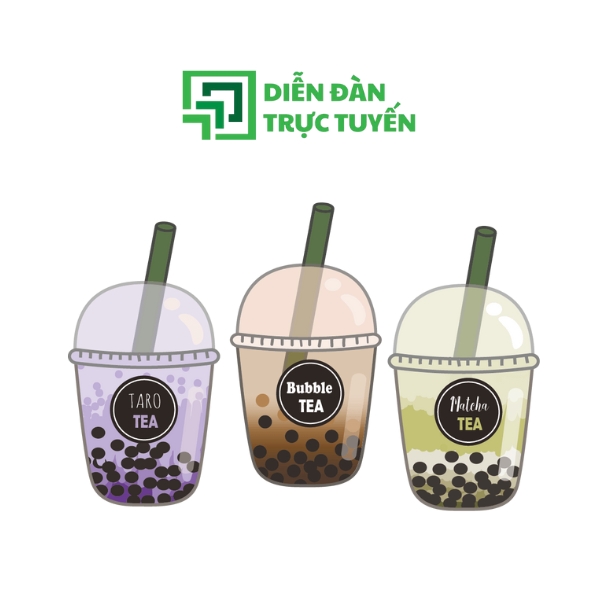 Mẫu Ba ly trà sữa nhiều vị vector