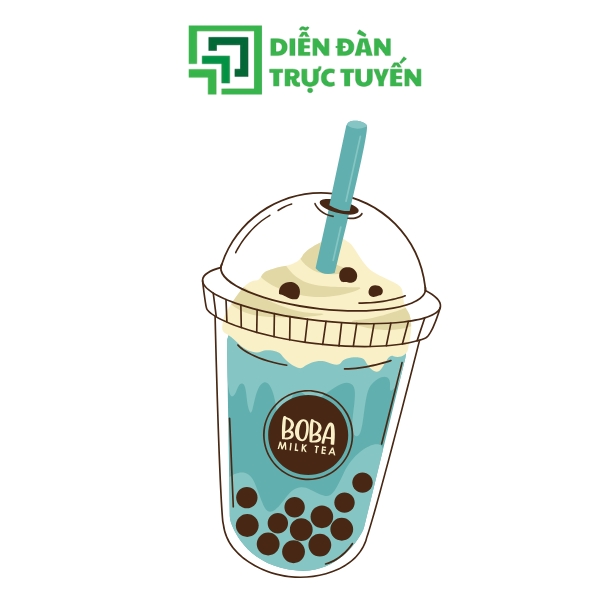 Mẫu Ly Trà Sữa Vector Màu Xanh Đẹp Đẽ