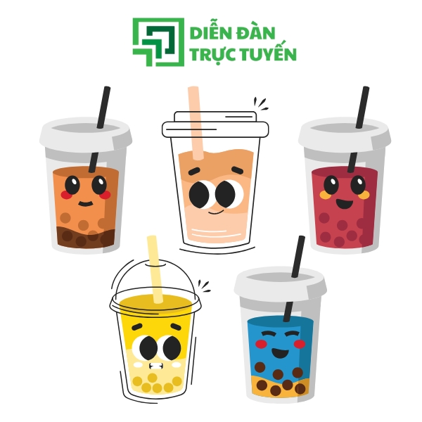 Mẫu Vector Ly Trà Sữa Nhiều Sắc Thái