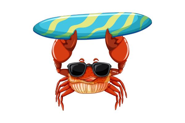 Con cua vector kẹp tấm sóng lướt ván 