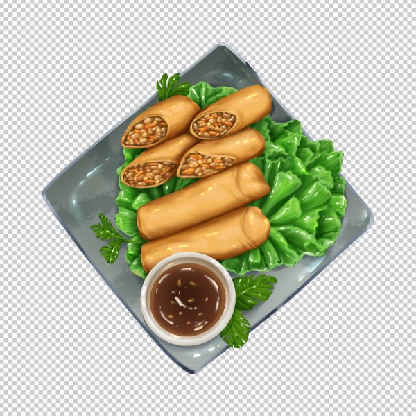 Vector đồ ăn vặt chả giò chiên