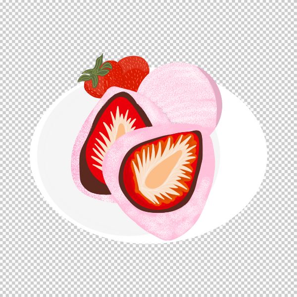 Vector mochi socola bọc dâu đồ ăn vặt Nhật Bản