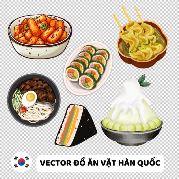 Vector đồ ăn vặt Hàn Quốc
