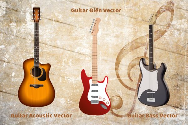 Các mẫu guitar vector phổ biến trong thiết kế