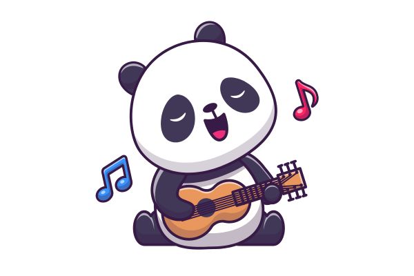 Panda và guitar vector