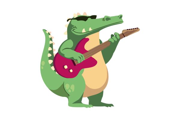 Vector khủng long cầm guitar