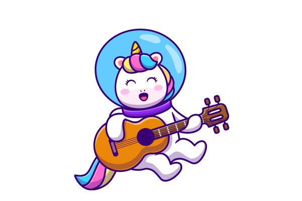 Vector unicorn và guitar