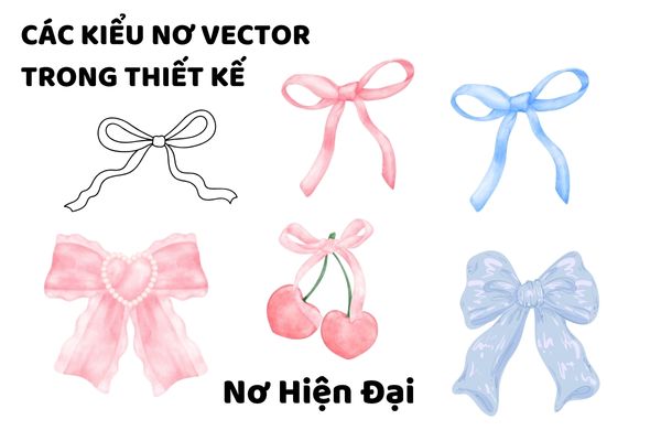 Các kiểu nơ vector trong thiết kế: Nơ hiện đại