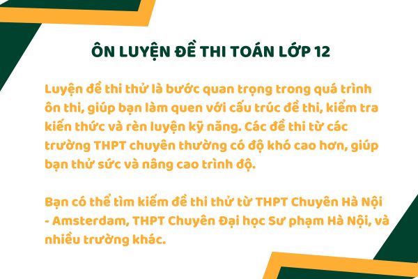 Nên lựa chọn ôn luyện đề thi toán lớp 12 như nào?