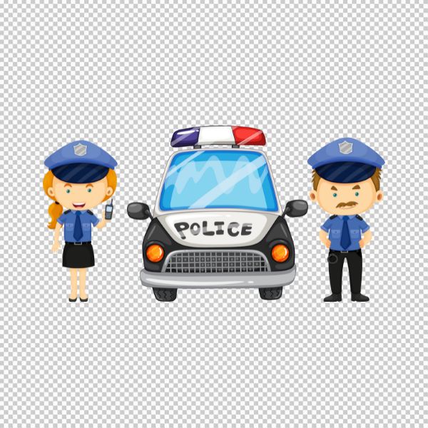 Nhân viên cảnh sát và chiếc xe giao thông vector