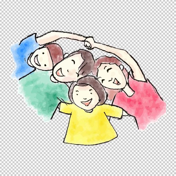 Gia đình vector nét vẽ bút màu