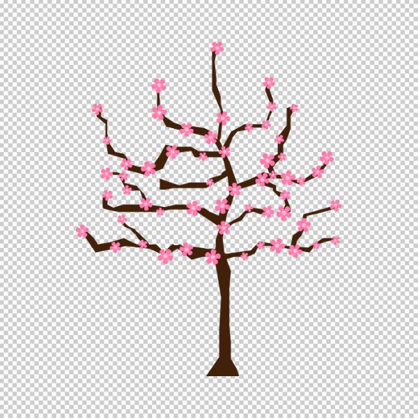 Cây hoa đào Tết vector đơn giản