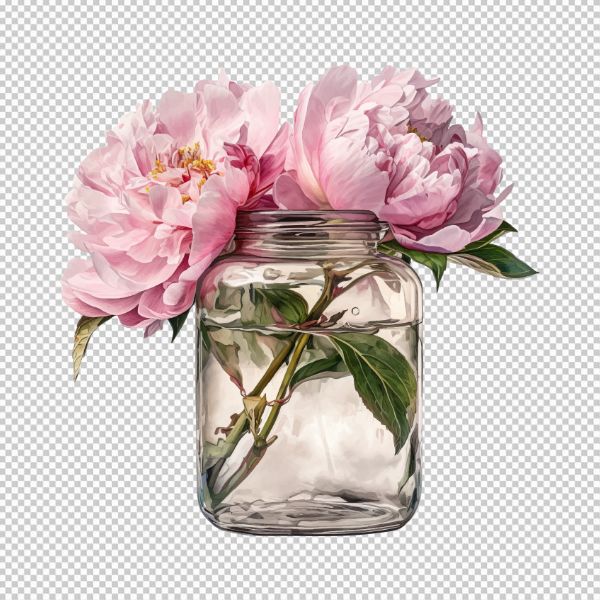 Vector hoa mẫu đơn đang cắm trong bình