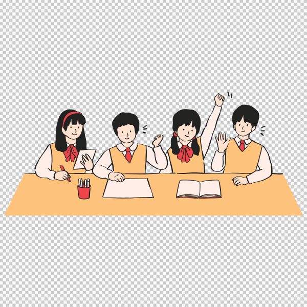 Vector học sinh đang học