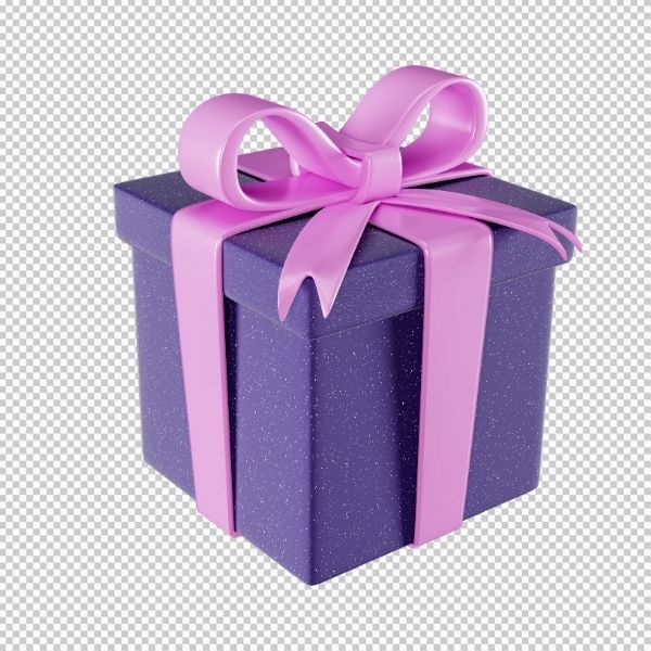 Vector hộp quà màu tím có nơ xinh