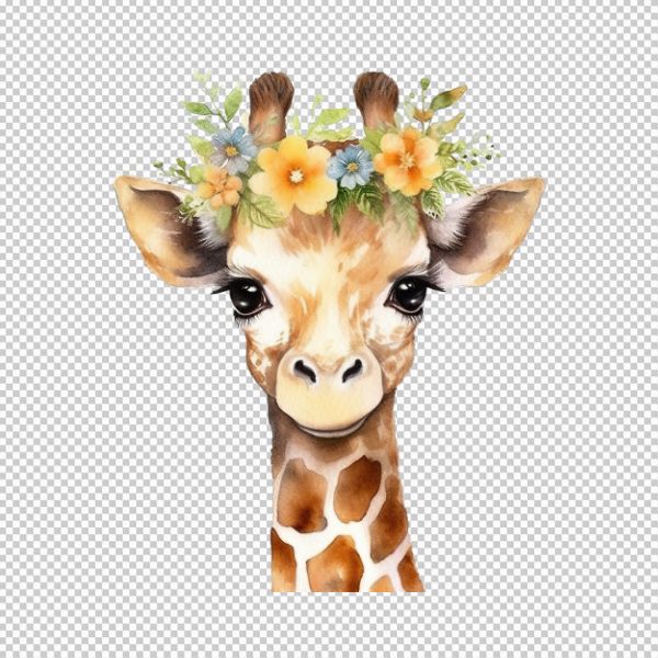 Mẫu đầu hươu cao cổ đội vòng hoa trên đầu