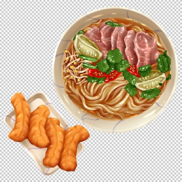 Tô phở và quẩy nóng vector