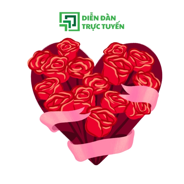 Mẫu Bó Hoa Hồng Trái Tim Vector