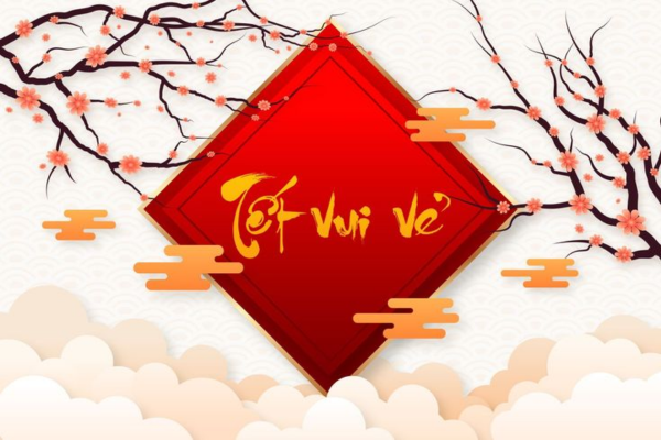 Ảnh minh họa chữ Tết thư pháp vector trong thiết kế