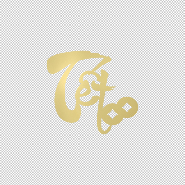 Vector thư pháp chữ Tết được thiết kế kết hợp với đồng tiền