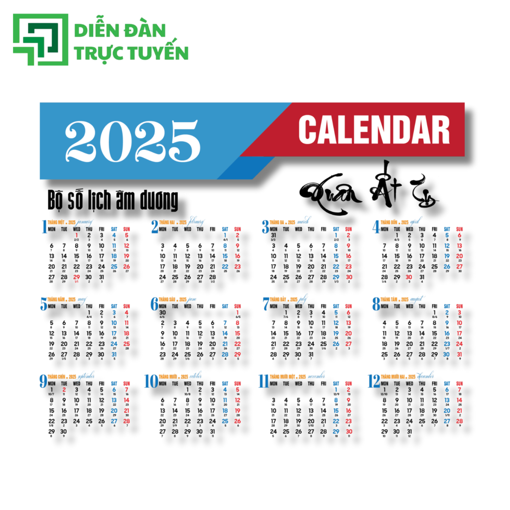Mẫu Bộ Số Lịch Âm Dương Xuân Ất Tỵ