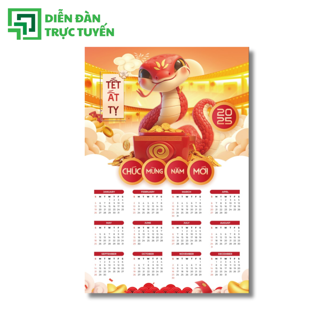 Mẫu Lịch Tết Nguyên Đán Năm Con Rắn