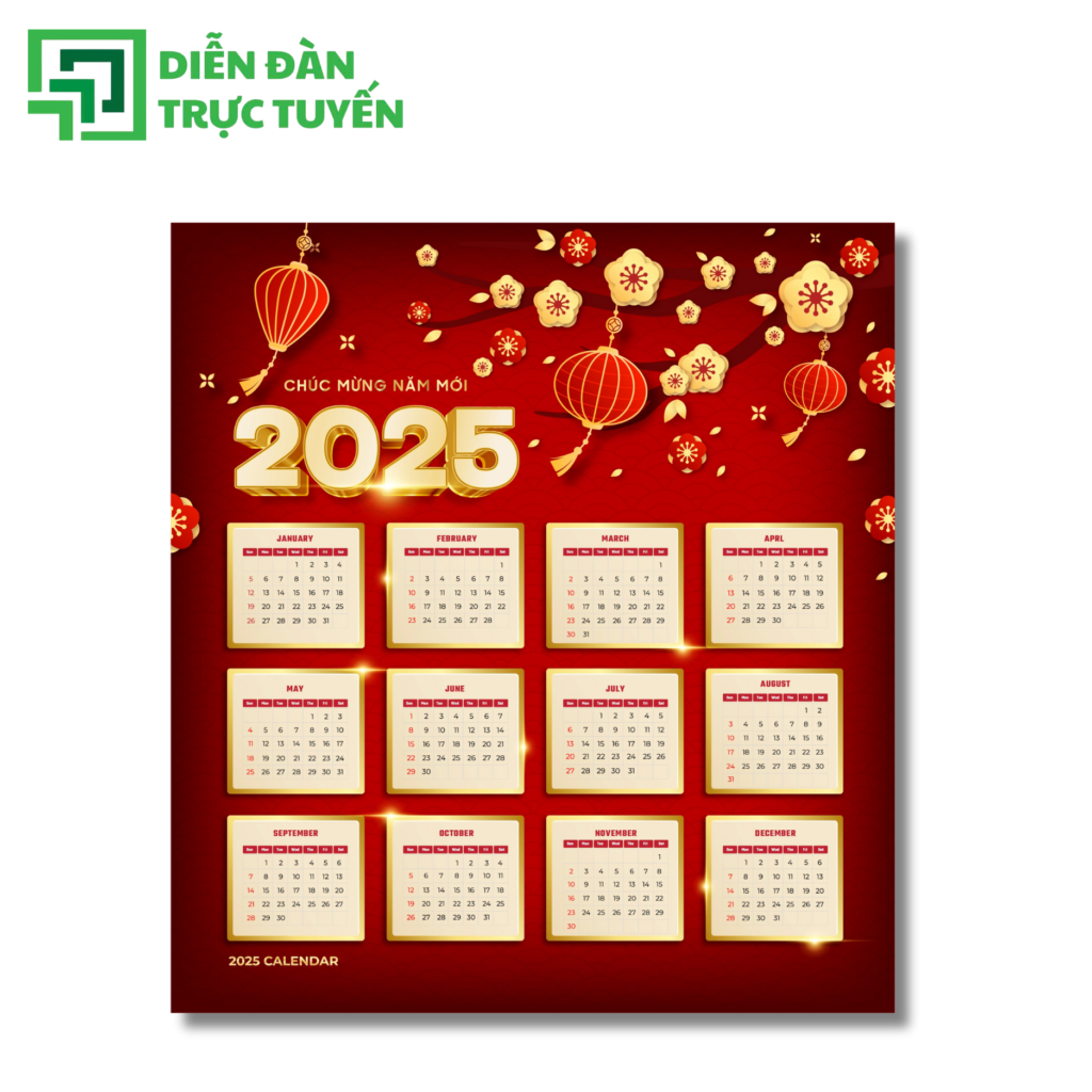 Mẫu Lịch Hằng Năm & Hoa Mai Rực Rỡ Đón Xuân