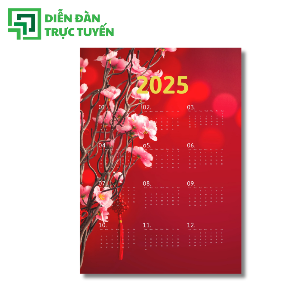 Mẫu Lịch Năm Mới Hoa Đào
