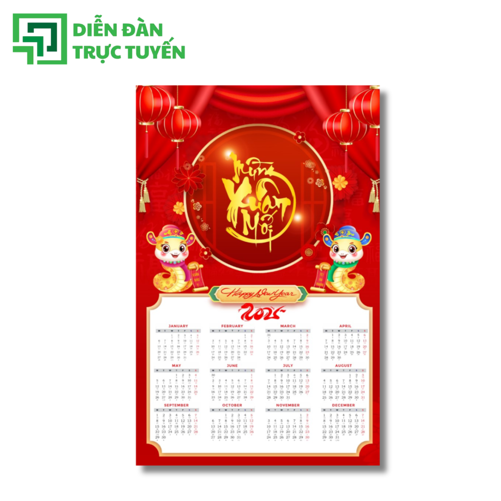 Mẫu Lịch Âm Dương Năm Ất Tỵ 2025