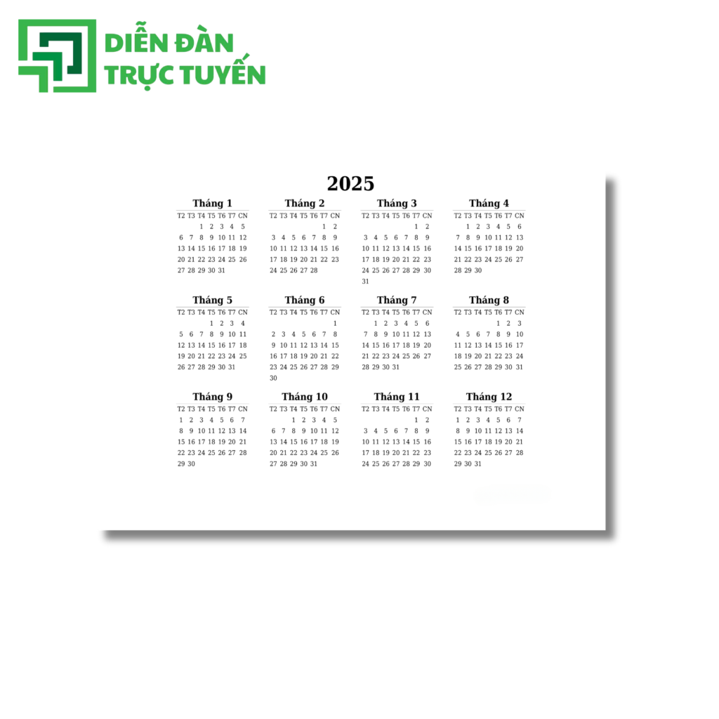 Mẫu Lịch Để Bàn 2025 Với Thiết Kế TInh Gọn