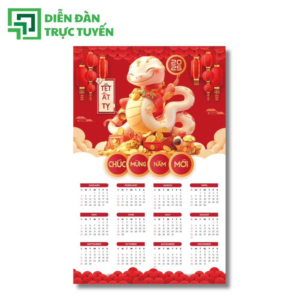 Mẫu Lịch Tết Nguyên Đán Năm Con Rắn