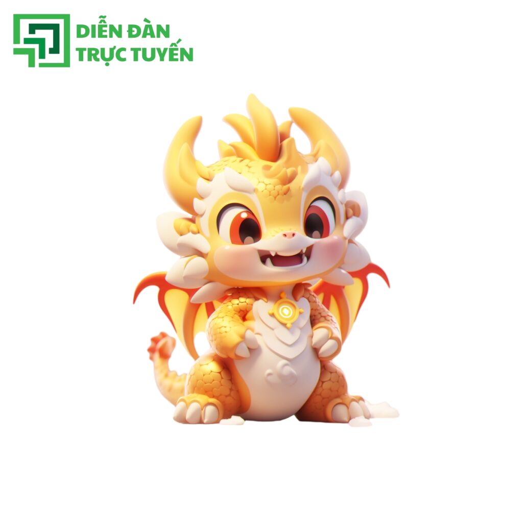 Mẫu bé Rồng Vàng dễ thương Vector