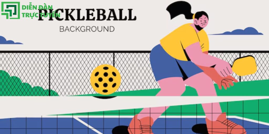 Mẫu Banner Pickleball Hoạt Hình Vector