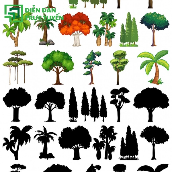 Mẫu Cây Và Bóng Cây Vector