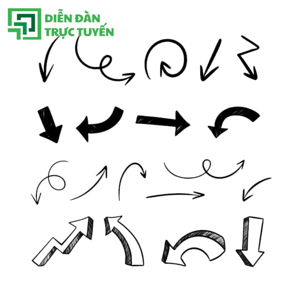 Mũi tên cong trắng đen vector