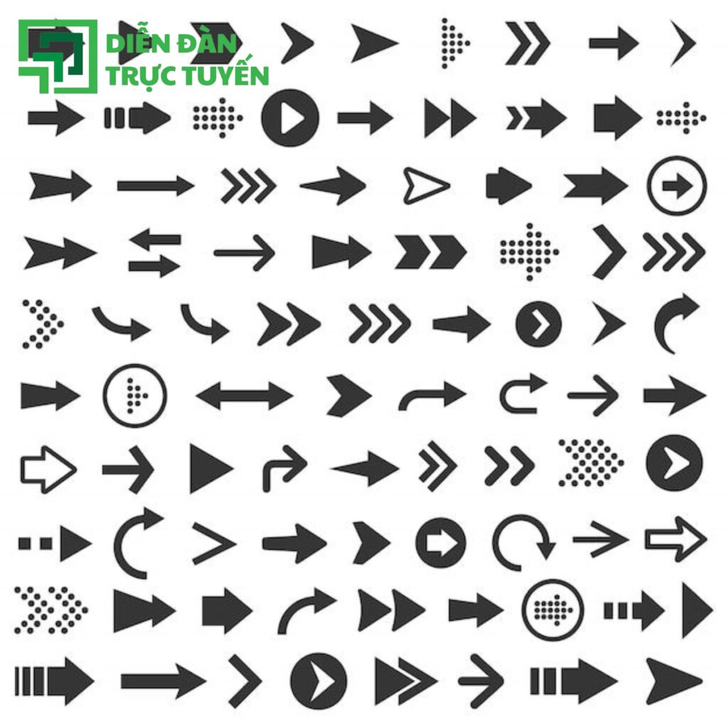 Mũi tên trắng đen đơn giản, tính ứng dụng cao