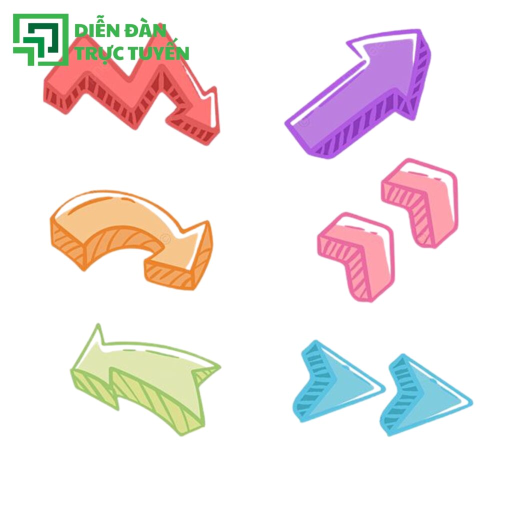 Mẫu hình vector mũi tên với màu sắc rực rỡ