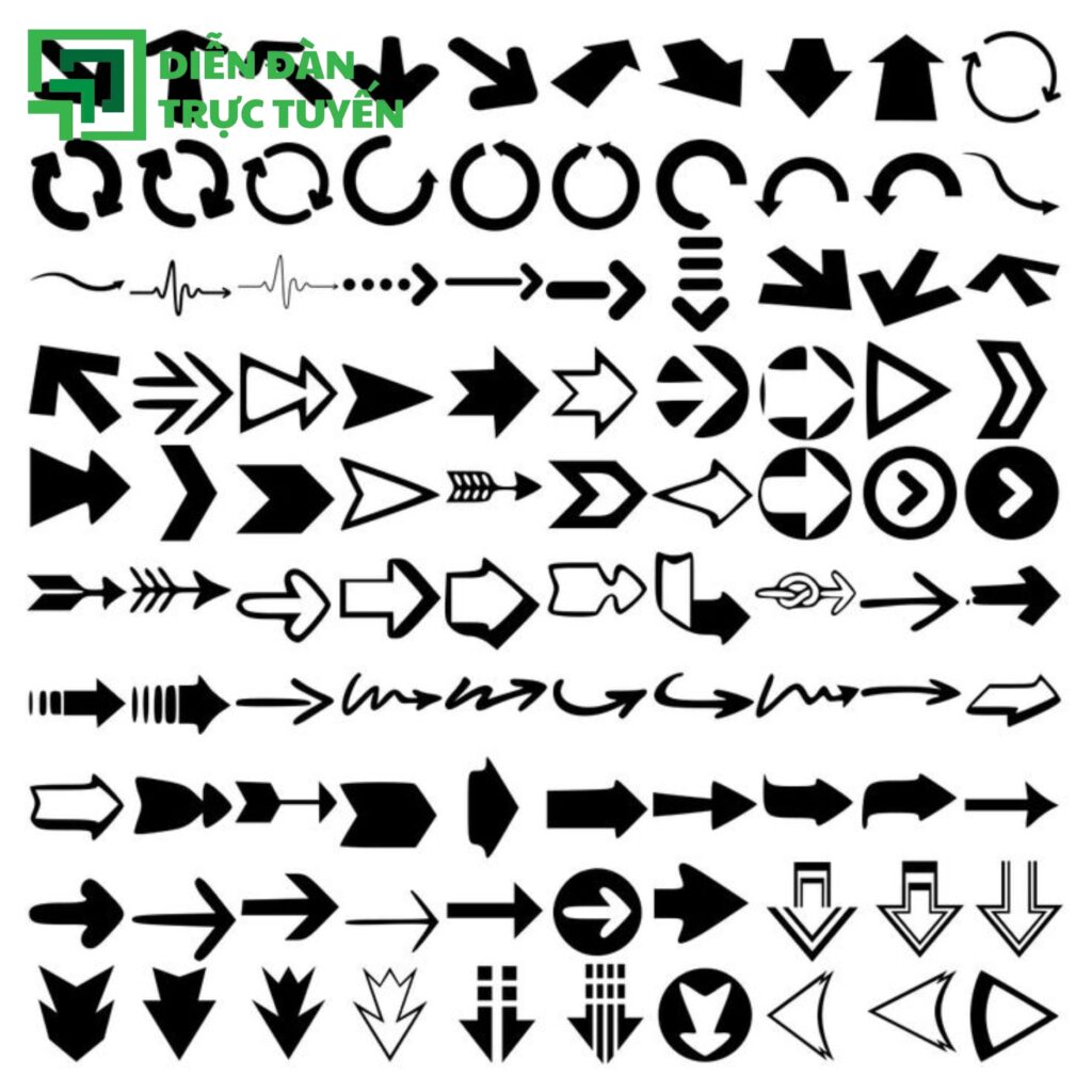 Vector mũi tên free trắng đen 