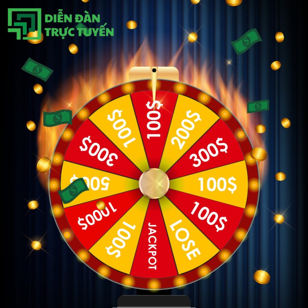 Mẫu Vòng Quay May Mắn Vector Với Hiệu Ứng Lửa