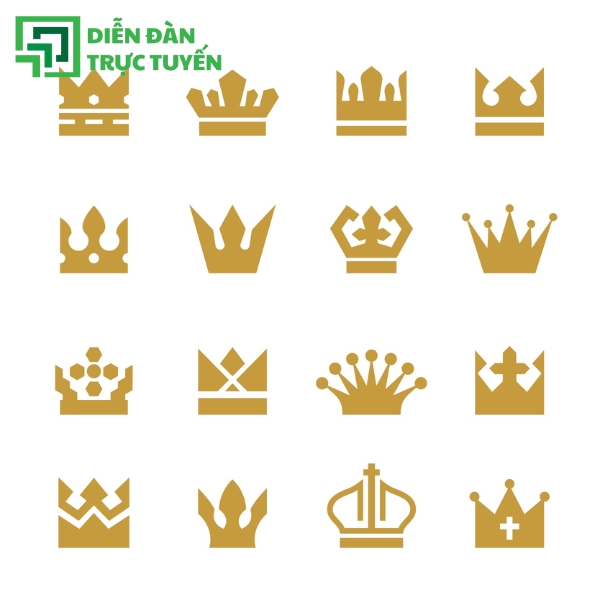 Logo Vương Miện Vector Vàng Tách Nền