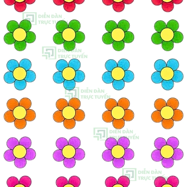 Mẫu Bông Hoa 5 Cánh Vector 7 Sắc Cầu Vòng
