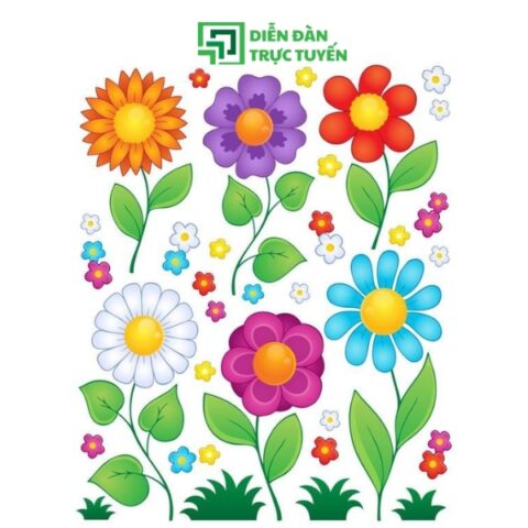 Mẫu 1 Vườn Bông Hoa 5 Cánh Vector