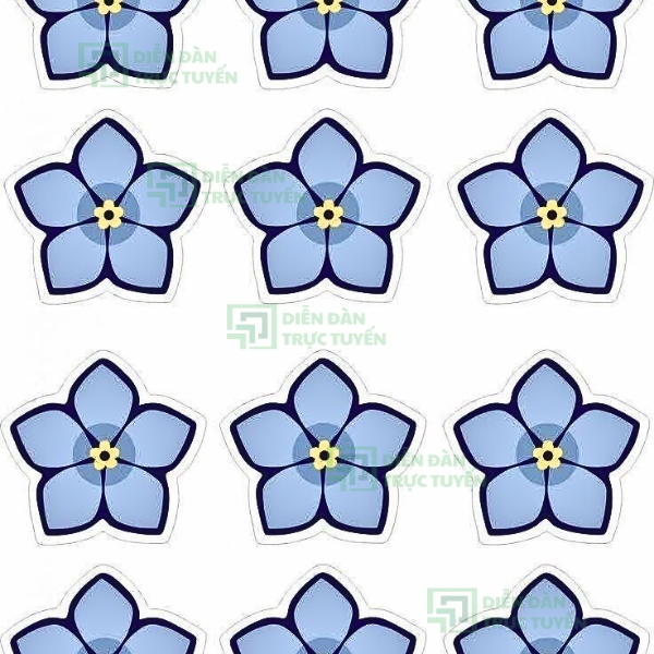 Mẫu Bông Hoa Vector Màu Xanh 5 Cánh