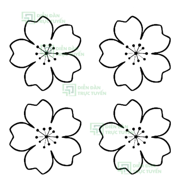 Mẫu Vector Bông Hoa 5 Cánh Có Nhuỵ Đơn Giản